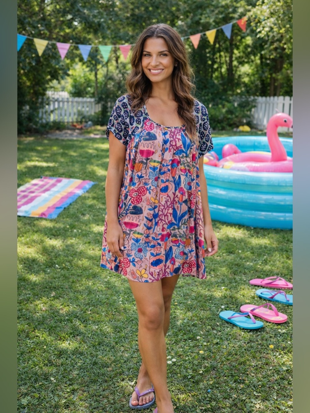 NATURAL LIFE Pink Floral Mixed-Print Short Dress